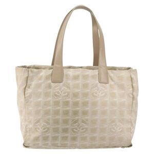 Chanel Travel Line Tote Nylon Beige Nylon Tote Bag Bag